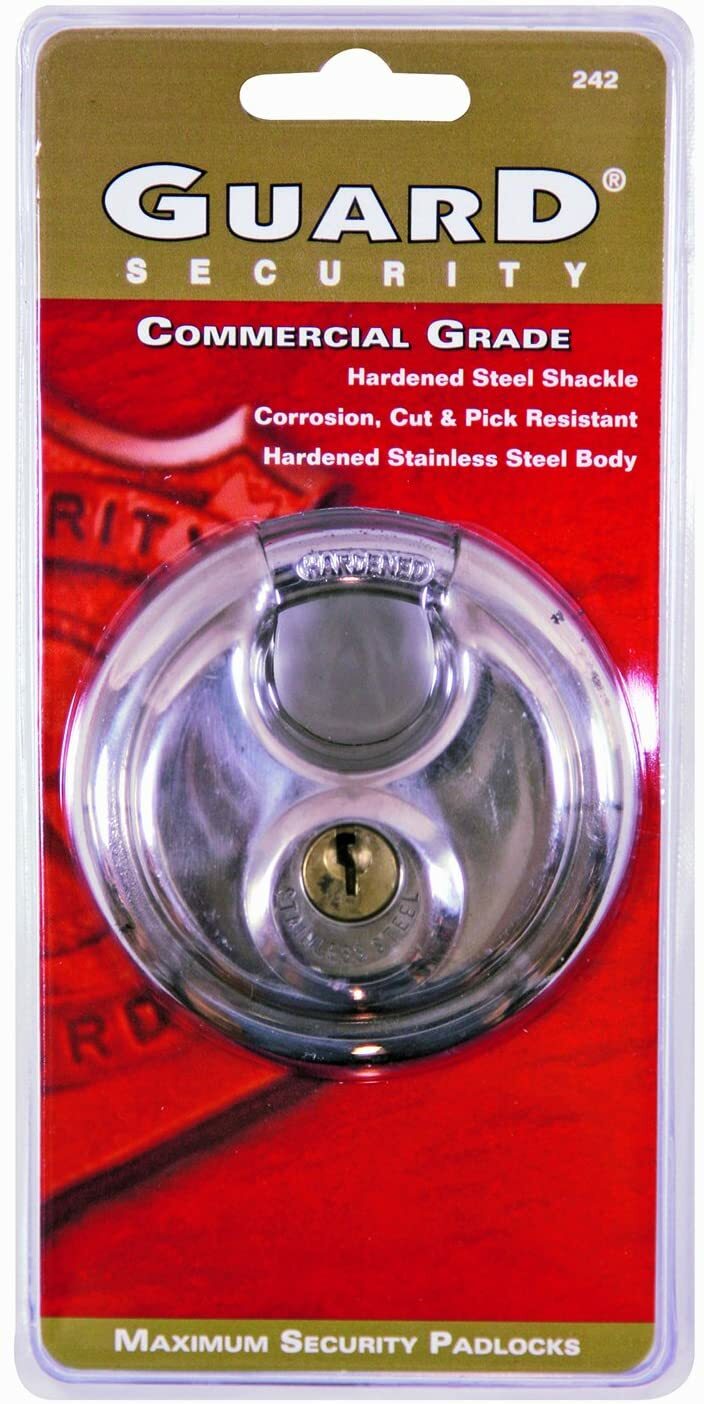 Guard Security 242 Stainless Steel Discus Padlock w/ Hardened Steele Shackle