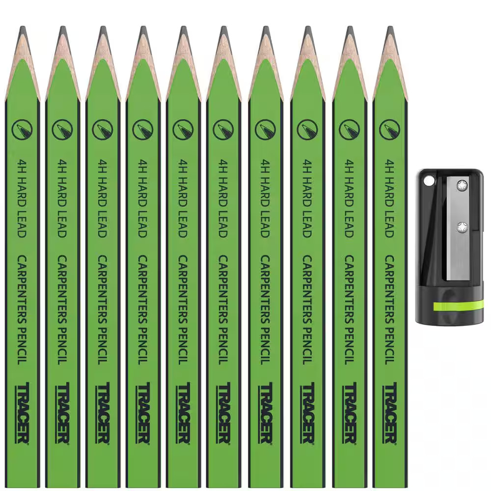 4H Carpenters Pencils (12-Piece) with Sharpener