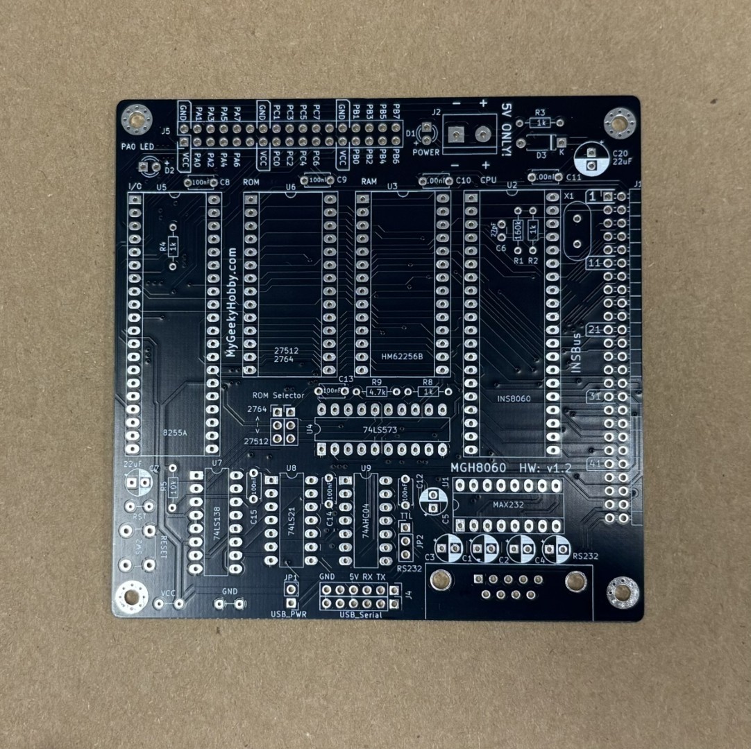 MGH8060 - PCB for DIY INS8060 (SC/MP) CPU Single Board Computer