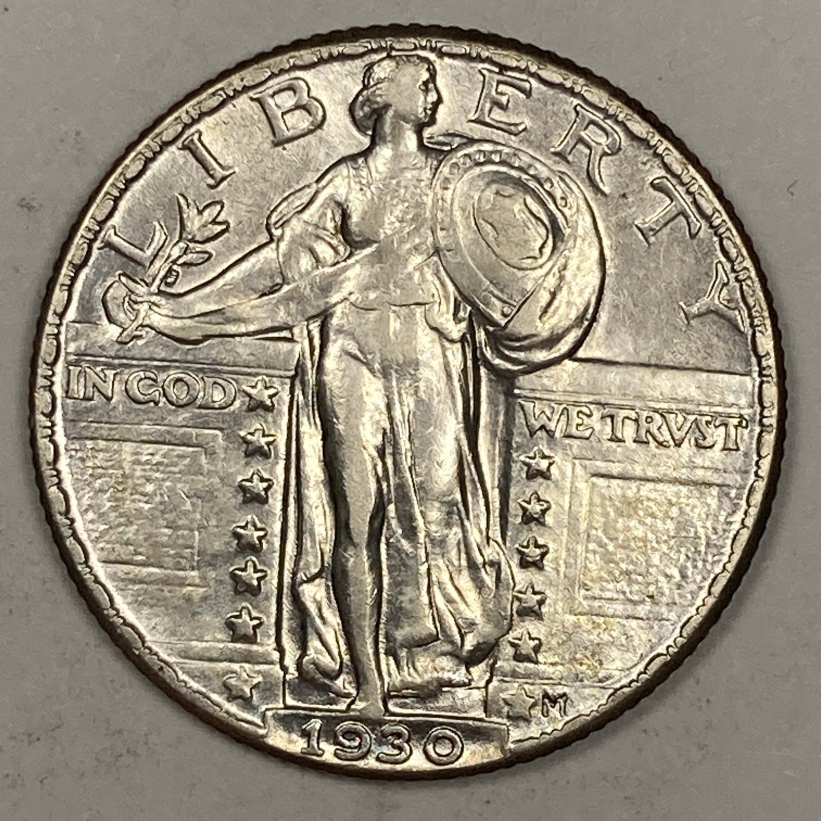 1930 Standing Liberty Quarter .25. Above Average AU.