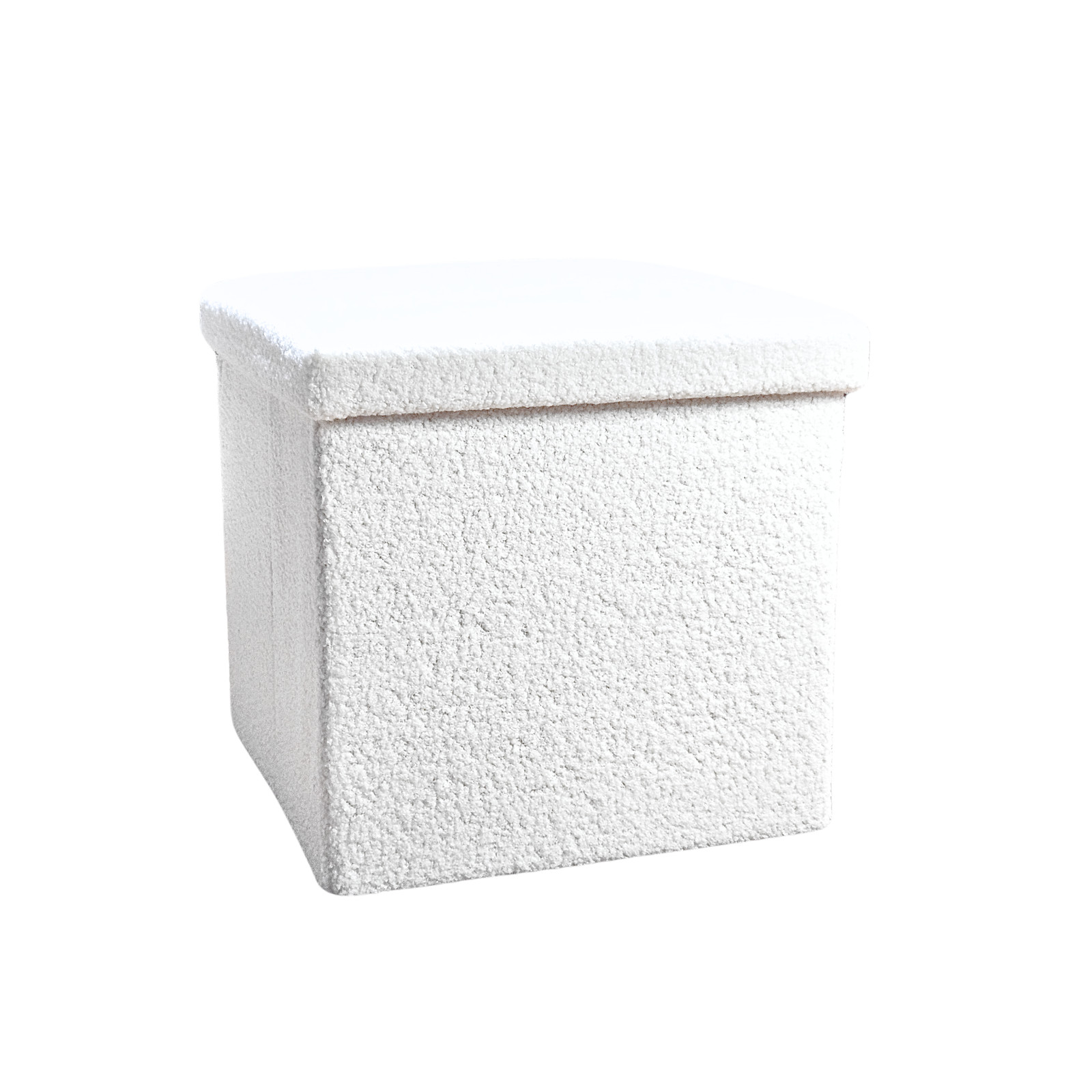 Go-Poufs Knock-Down Small Cube Plush Storage Ottoman | White | 12"x12"x12"