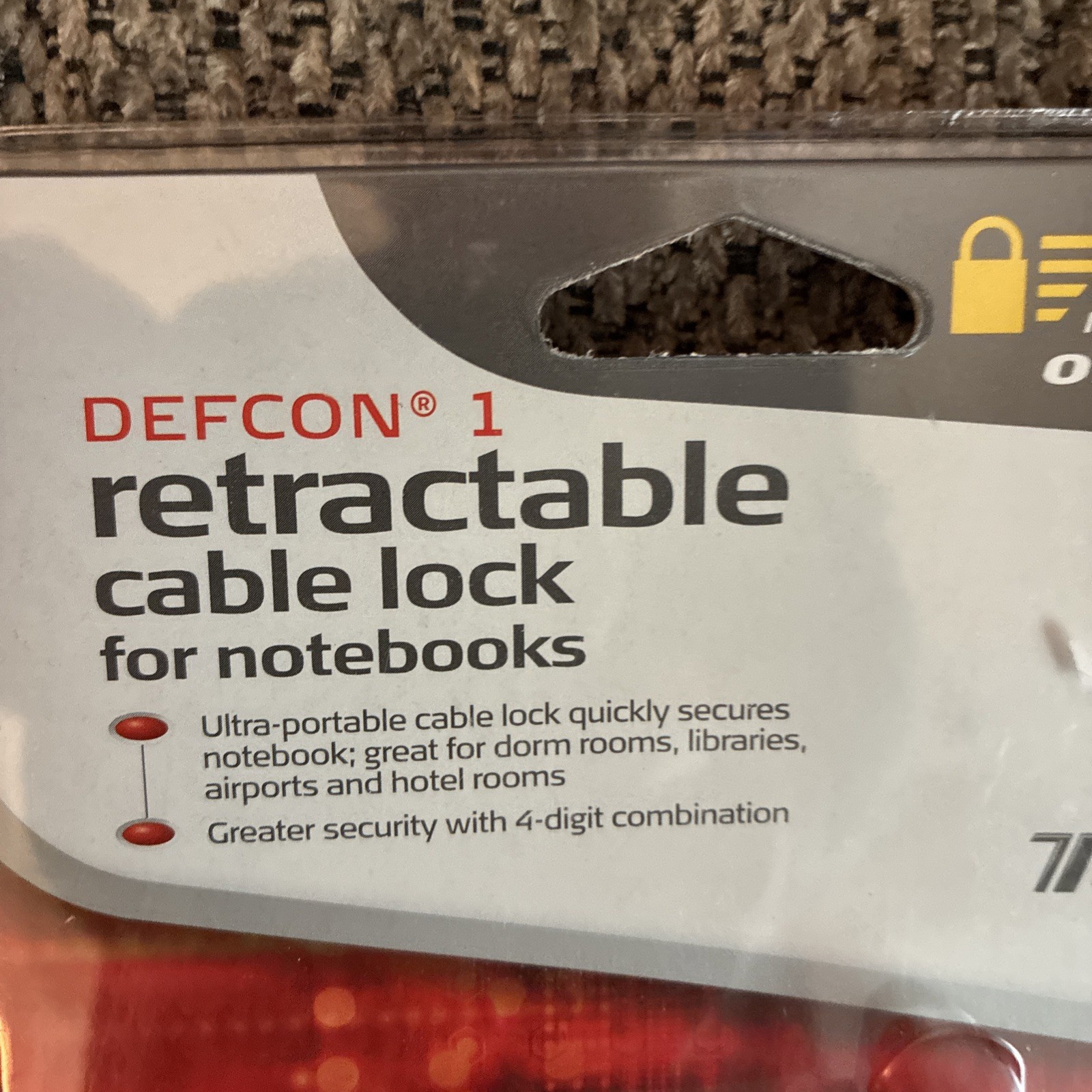 Targus Defcon 1 Notebook Laptop Retractable Cable Lock ASP29US Security