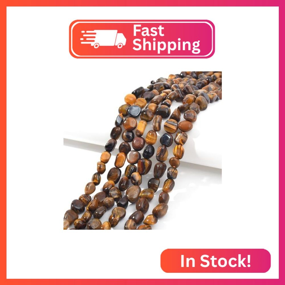 jodaying 6-8mm Natural Yellow Tiger Eye Nuggets Oval Free Tumbled Pebble Semi Pr