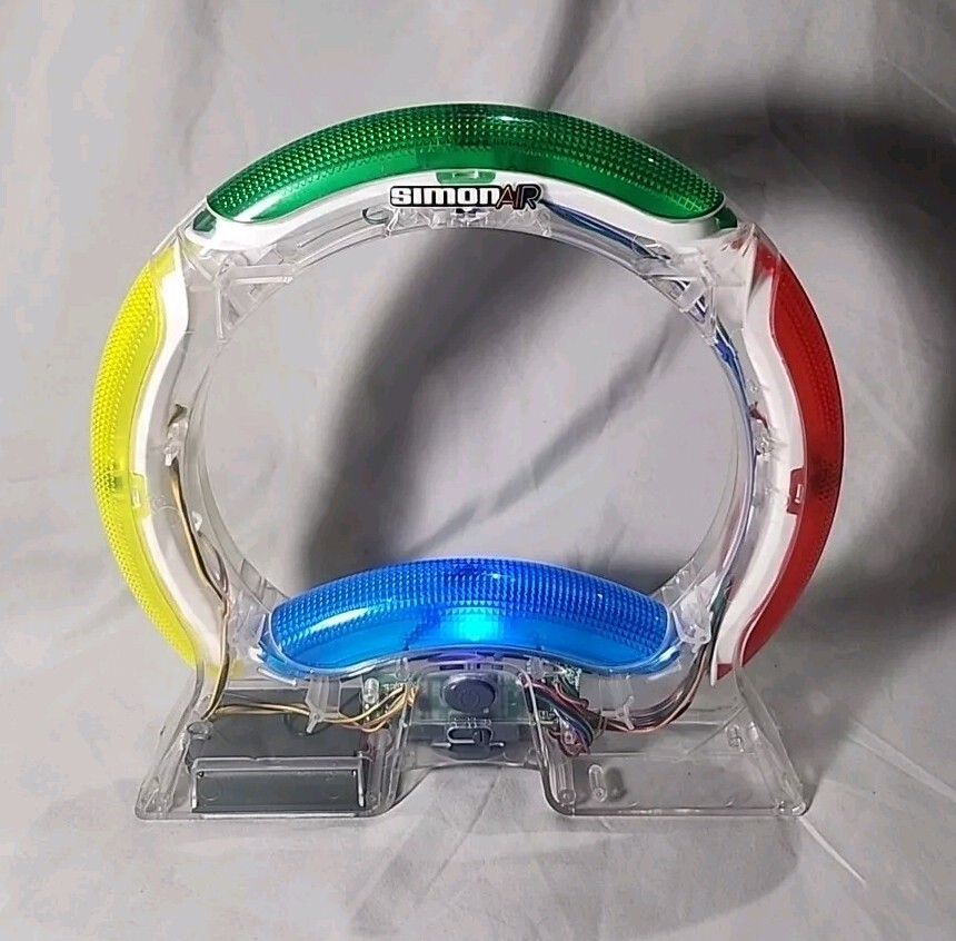 Simon AIR Electronic Memory Game Translucent Plastic Hasbro Tested Works! Rare!