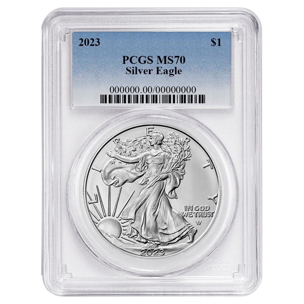 2023 $1 American Silver Eagle PCGS MS70 Blue Label