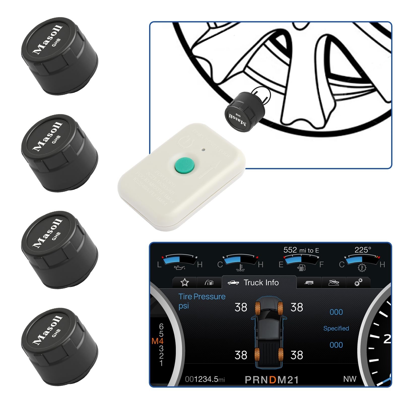 Masoll TPMS Sensor for Ford F-150 Bronco Escape Expedition Explorer Focus Fus...