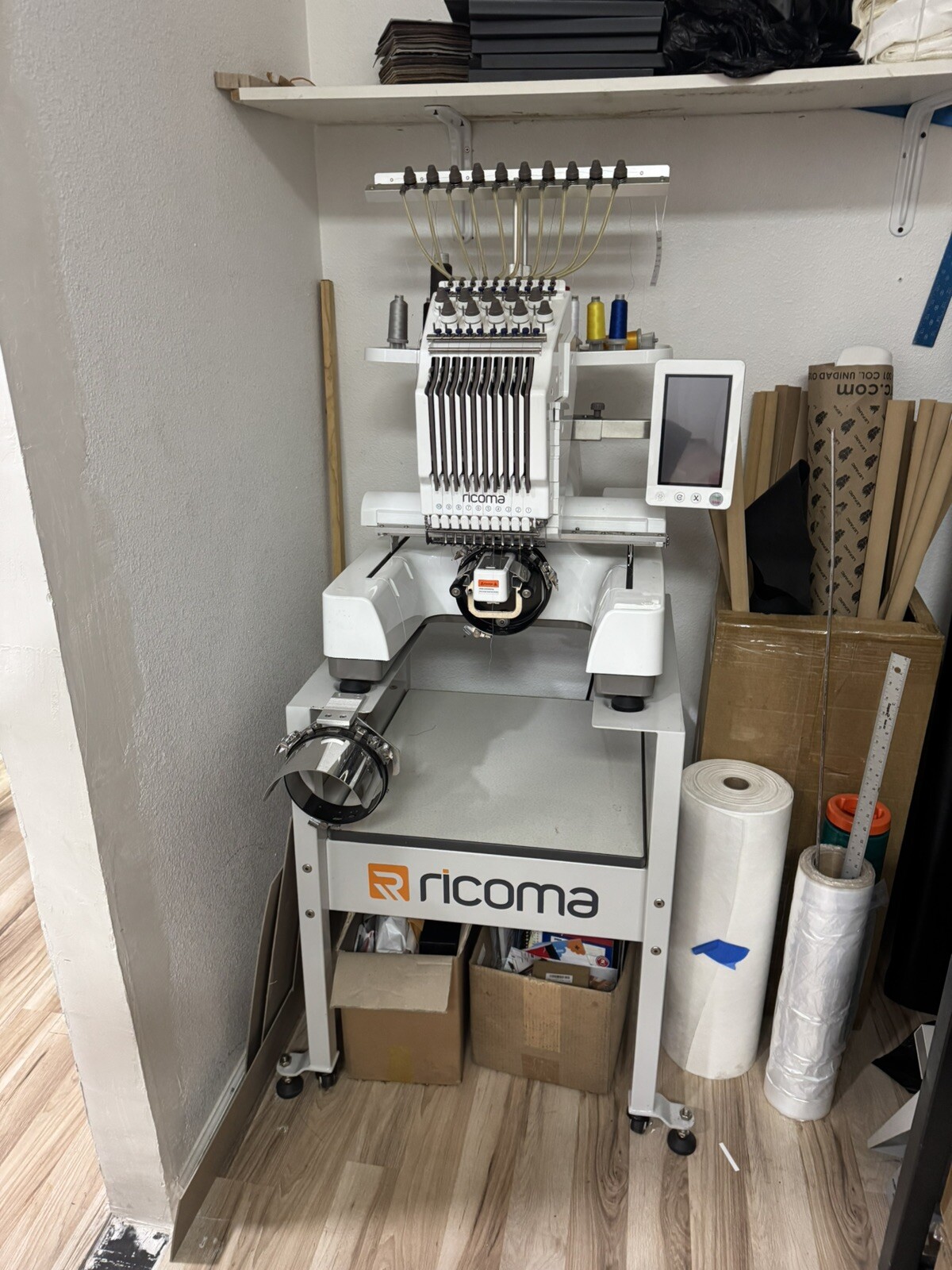 Ricoma EM-1010 Embroidery Machine Used with Stand + Attachments+Chroma Software