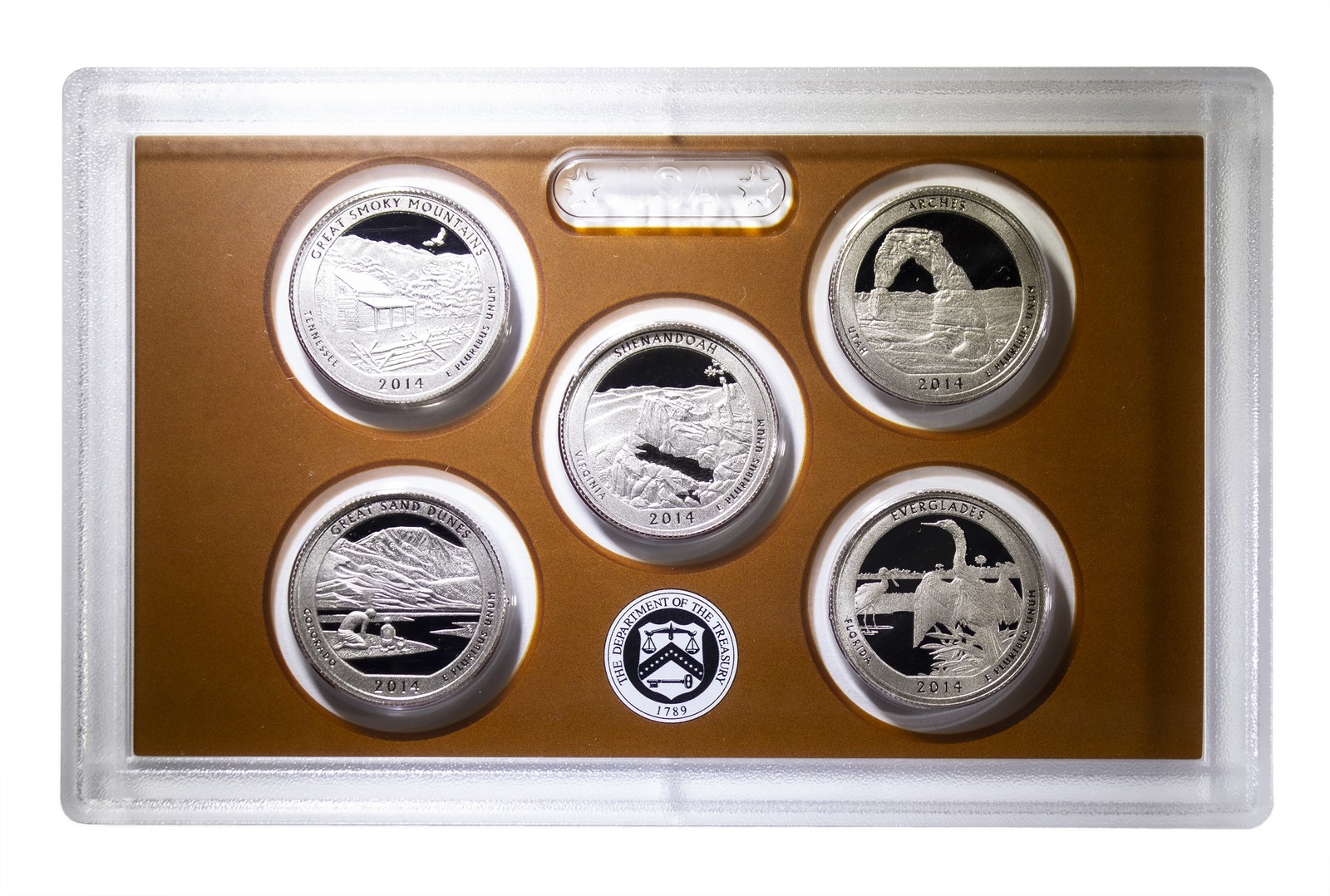 2014 Proof Quarter Parks (ATB) Set Gem DCAM (Clad) - No Box or COA - 5 Coins