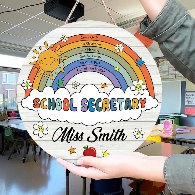 School Secretary Wall Sign with Rope Office Decor Gift