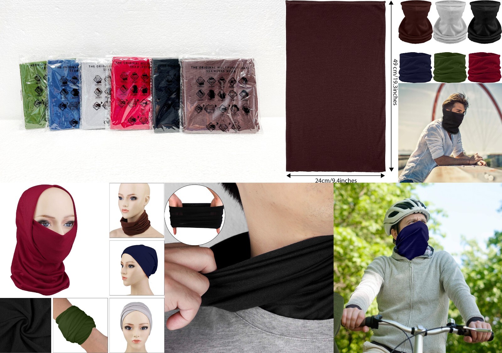 URATOT 6 Pack Outdoor Sports Headwear Multifunctional Seamless Bandana Headbands