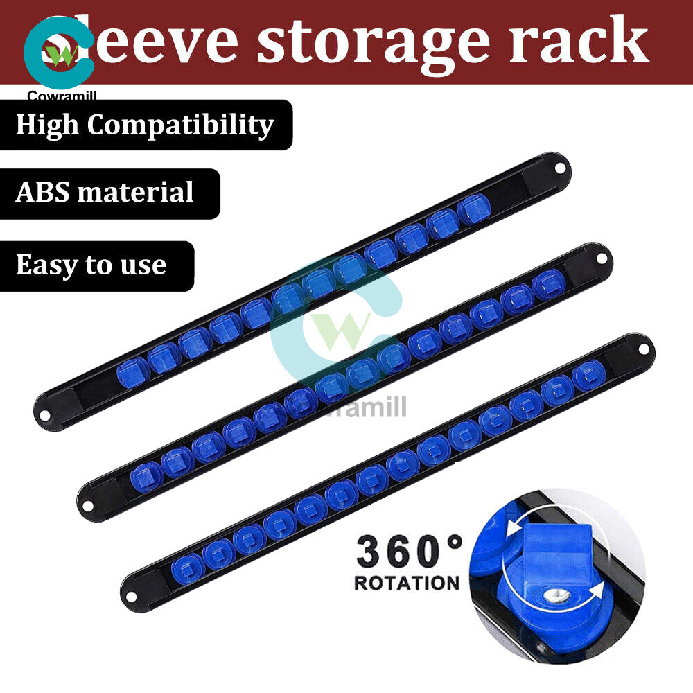ABS Sleeve Socket Organizer 1/2" 3/8" 1/4" Drive Socket Rail Sliding Rack Holder