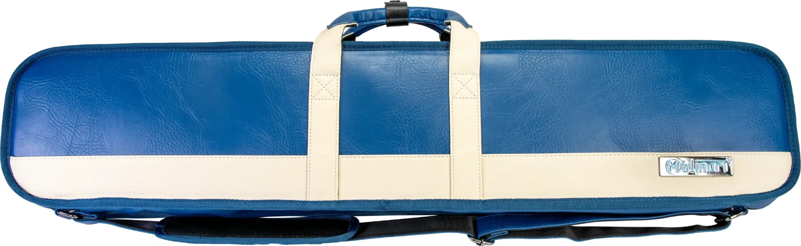 Molinari® Retro 3x6 Professional Pool Cue Case. Blue/Beige