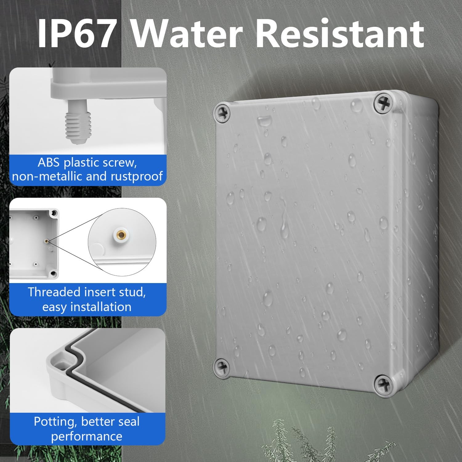 Junction Box IP67 Waterproof Dustproof ABS Plastic Project Box for Electrical...