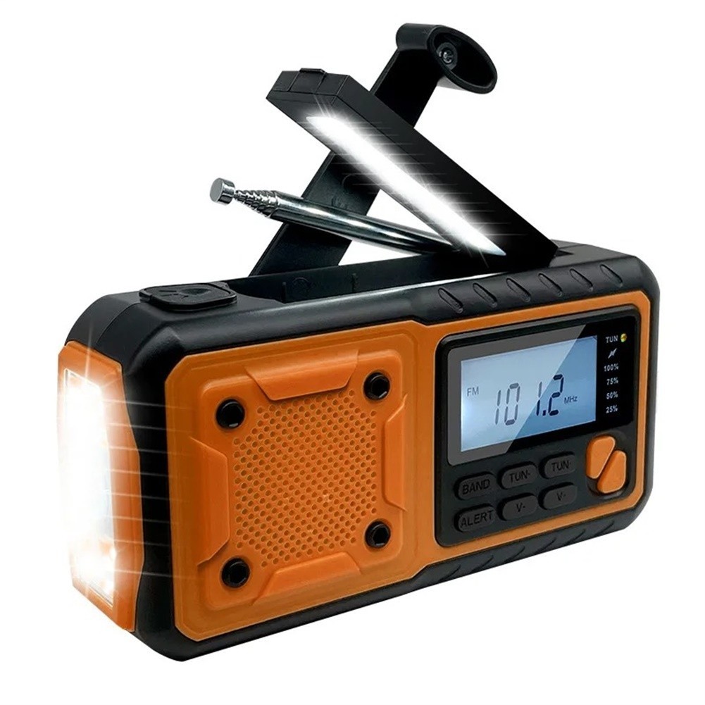 Portable Solar Power Radio with 4000mAh Battery and SOS Alarm for Safety