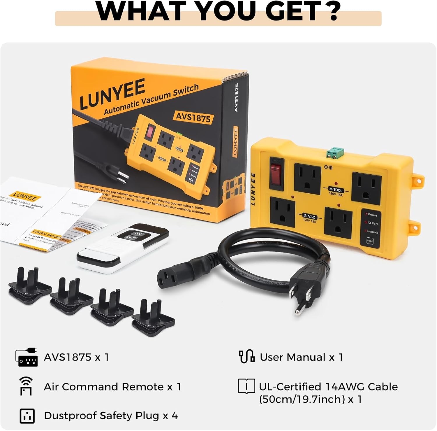 Automatic Vacuum Switch Remote 4 Outlet CNC Laser Dust Collector Control