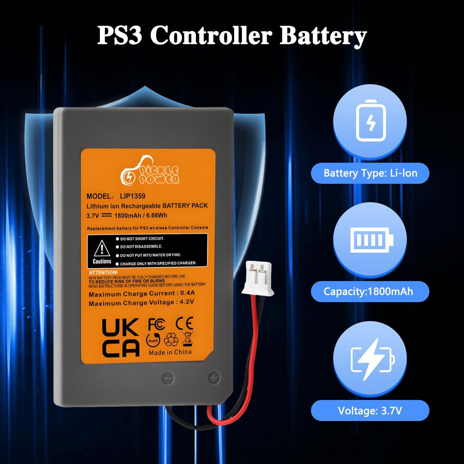 PS3 Controller Battery, 2 Pack LIP1359 Battery for Sony Playstation 3 Dualsho...