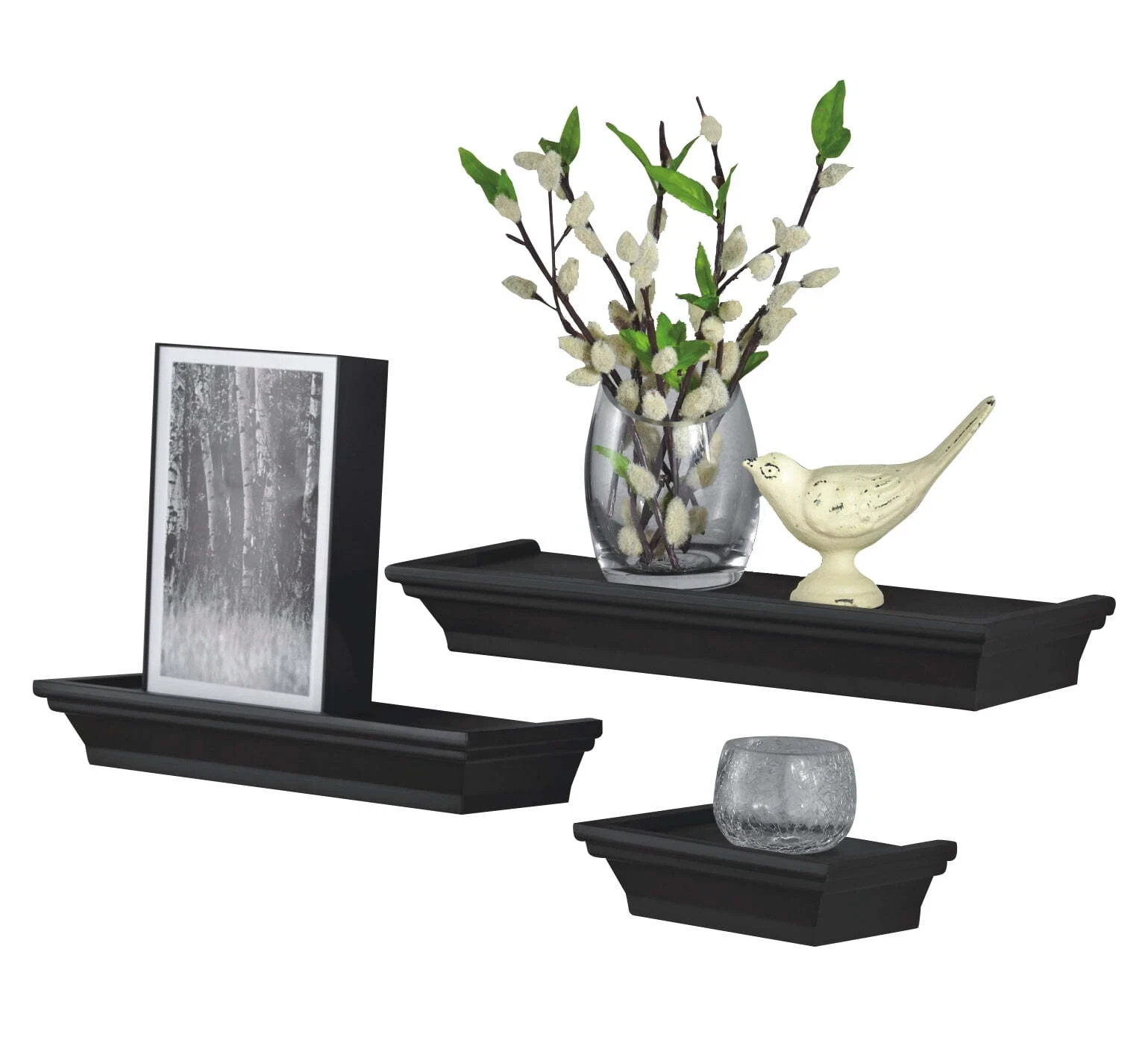 Mainstays Decorative Shelf Set - 3 Pieces Black