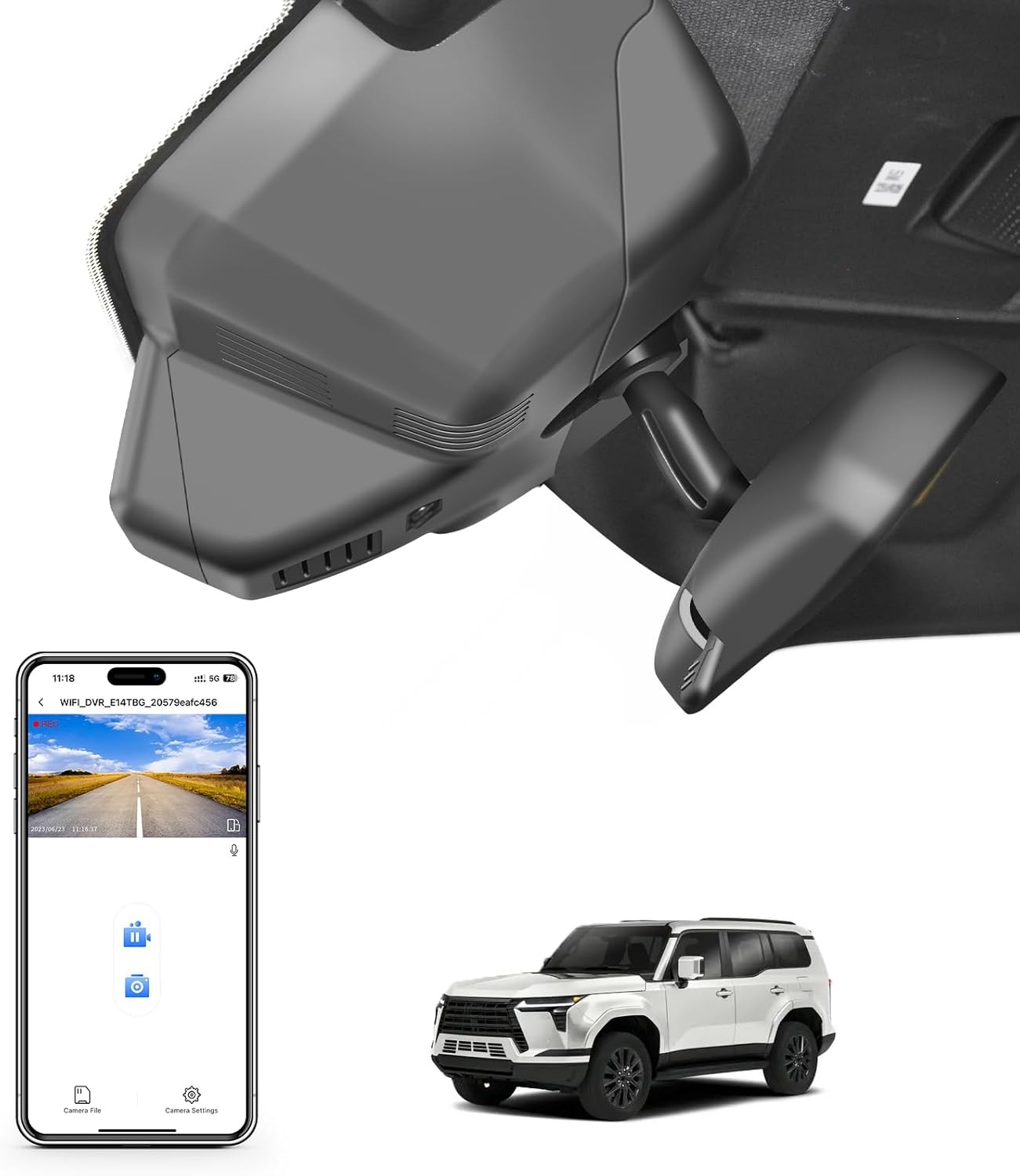 Front 4K/Rear 1080p Dash Cam for Lexus GX550 2024 2025 (Gen3/J250) App WiFi GPS