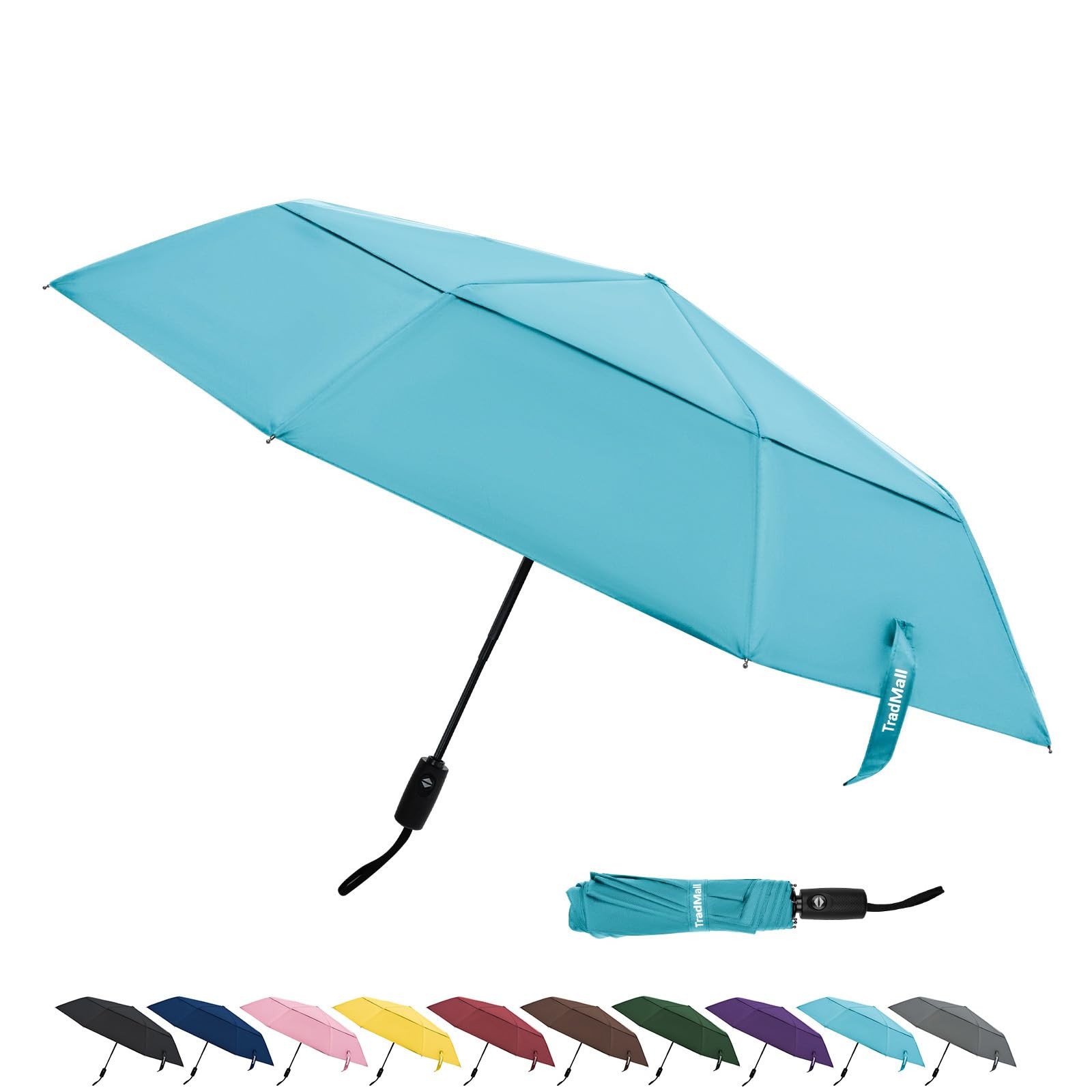 TradMall Travel Umbrella 45 Inches Double Vented Canopy, 45 Inches, Sky Blue