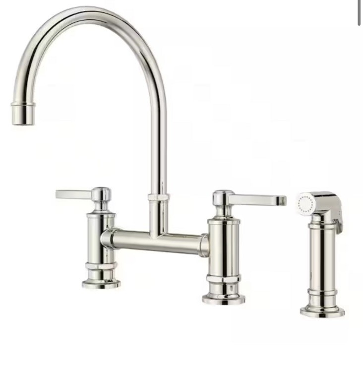 Pfister LG31-TDD Port Haven 2-Handle Bridge Kitchen Faucet in Polished Nickel