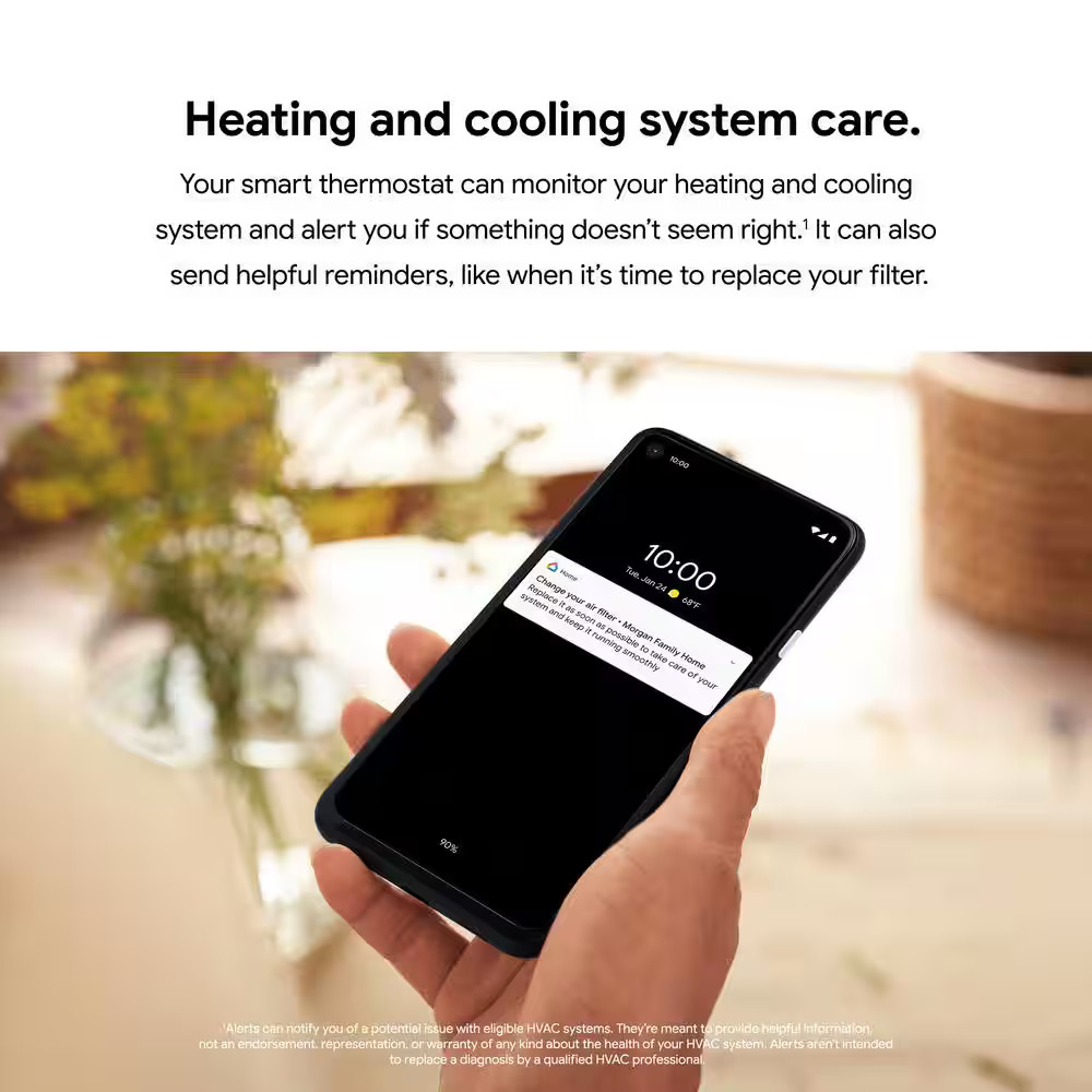 Google Nest Thermostat - Smart Programmable Wi-Fi Thermostat - Snow