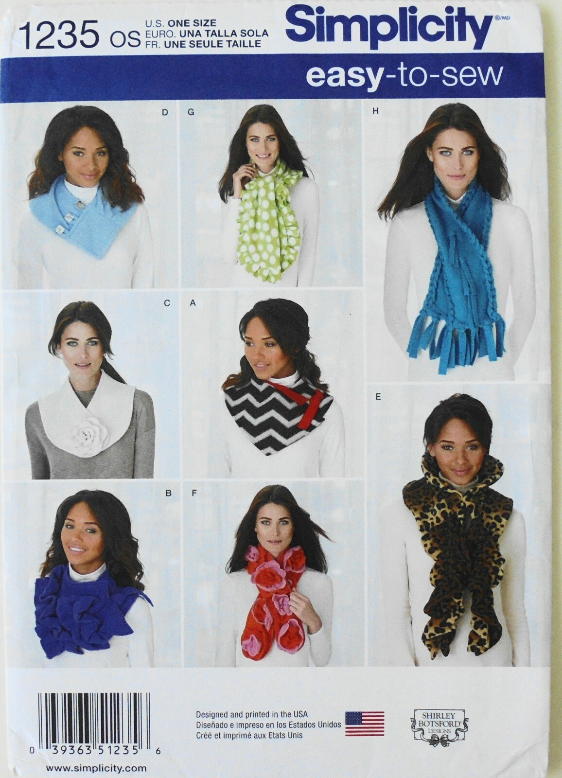 Simplicity 1235 Easy To Sew Misses Scarves Shirley Botsford Sewing Pattern