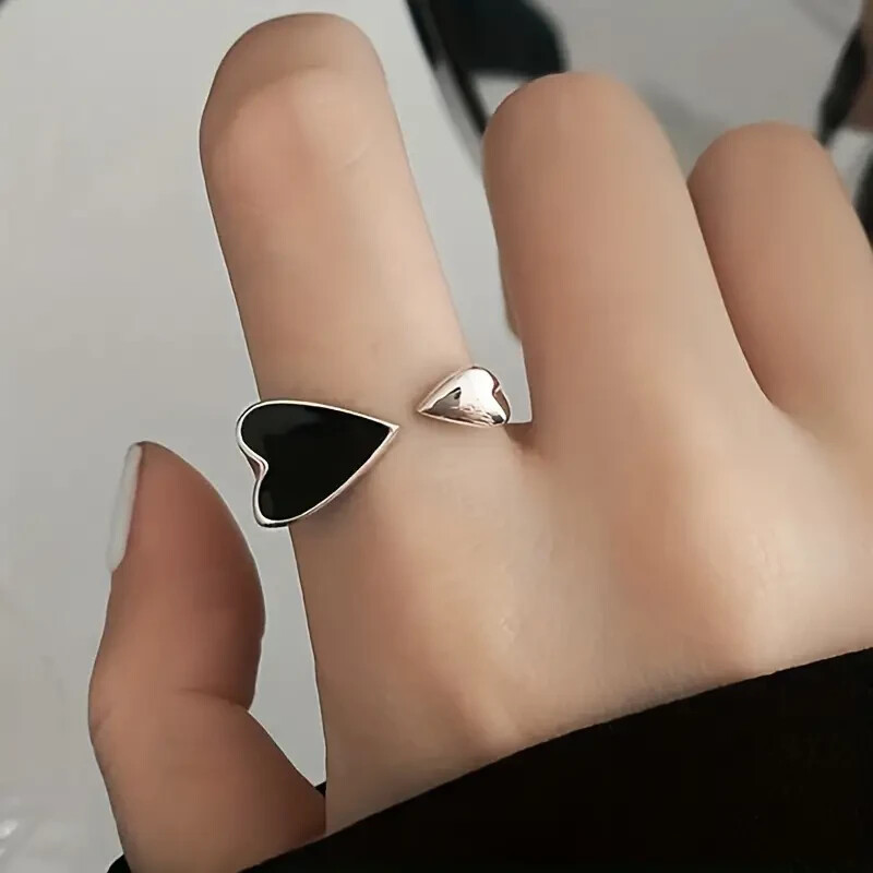 Kpop Style Cuff Ring Trendy Heart Design