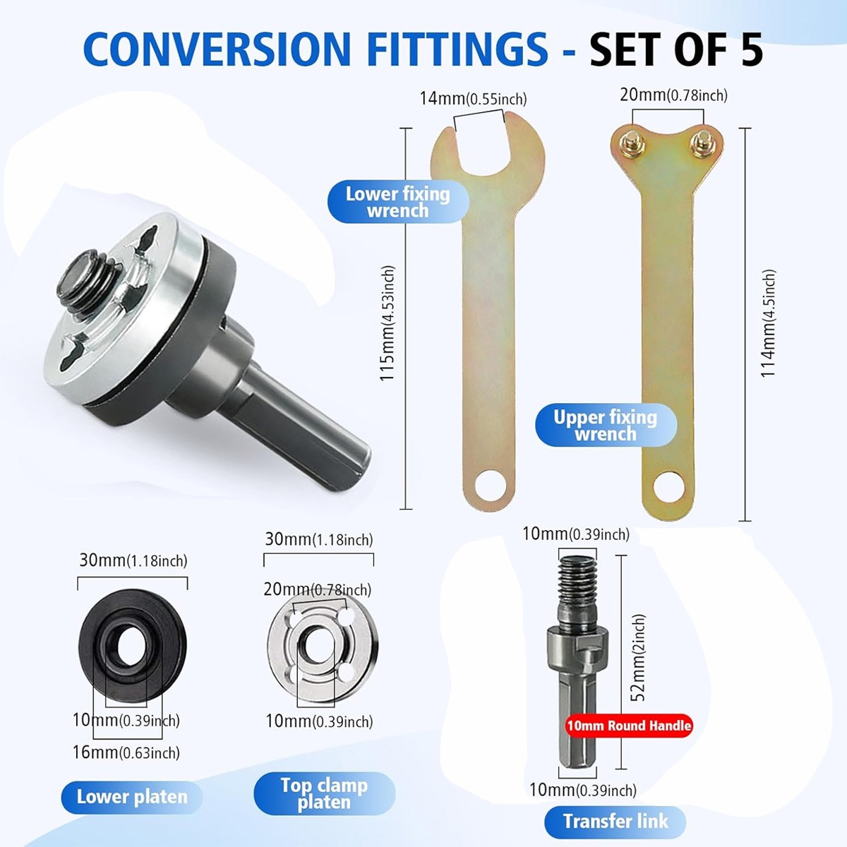 5Pcs/set Electric Drill Variable Angle Grinder Connecting Rod Converter Tool SA