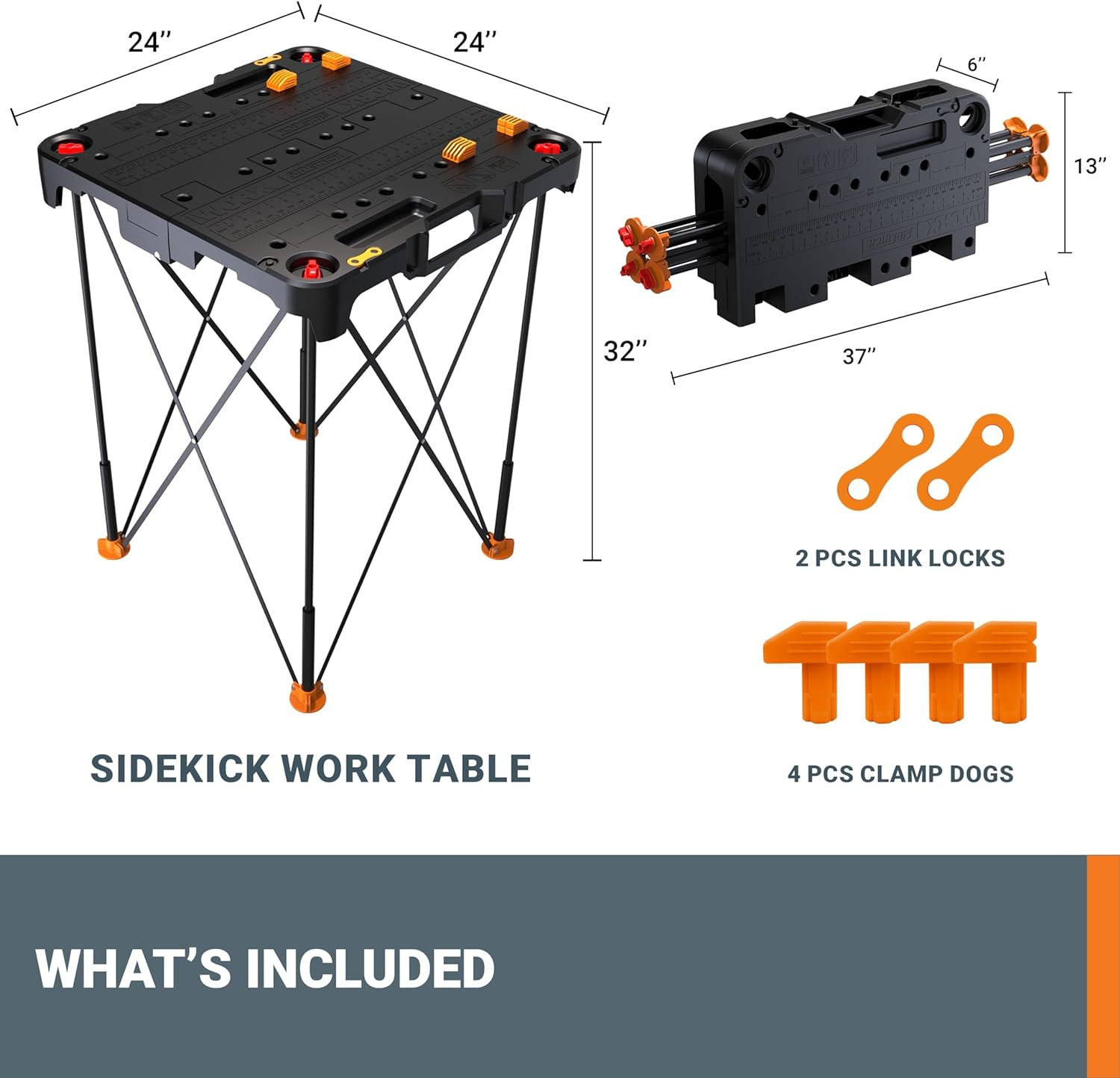 WX066 Sidekick Folding Work Table, Portable All-In-One Work Bench