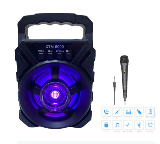 Portable Mini Bluetooth Speaker Karaoke Machine with Microphone & RGB LED Lights