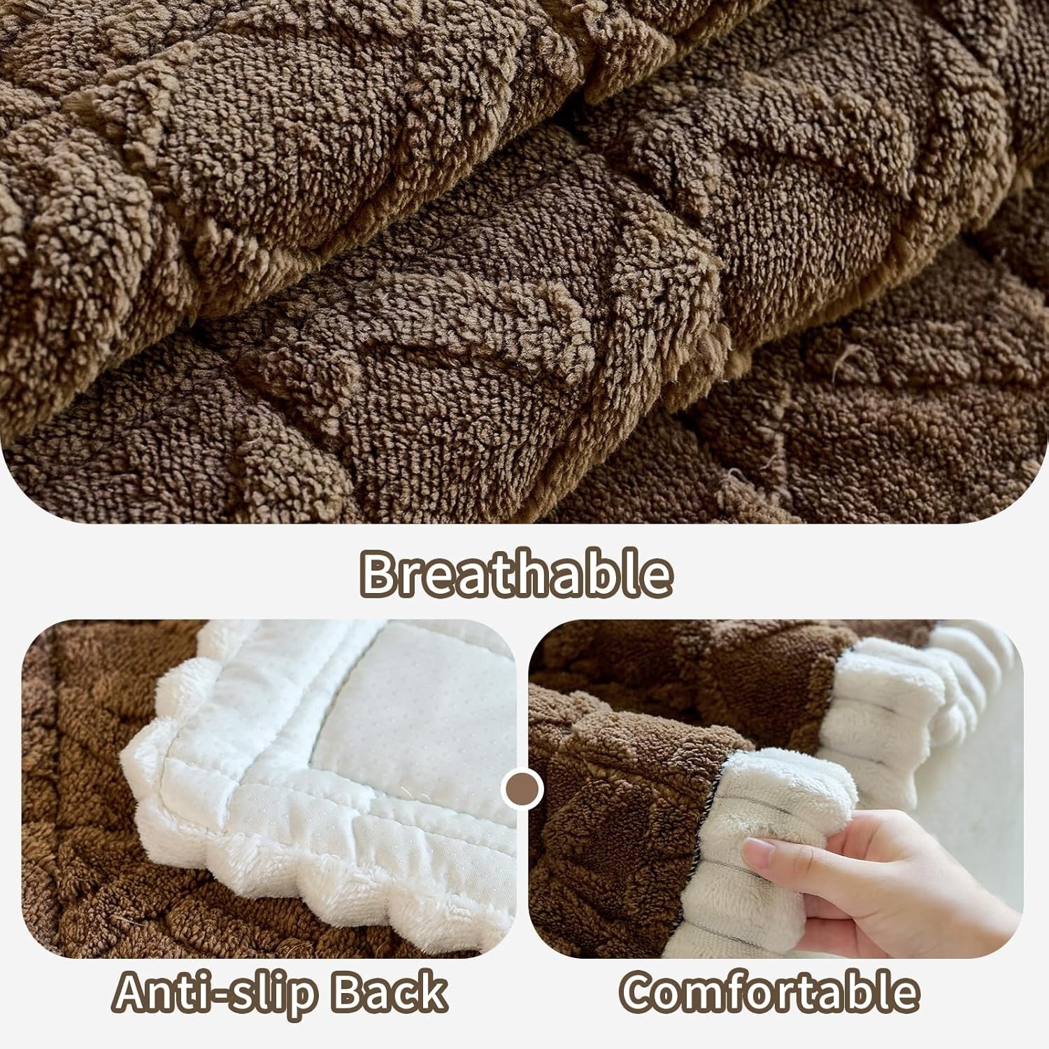 Fuzzy Couch Cover Dogs Washable Non Slip Couch Covers 3 Cushion Sofa Pet