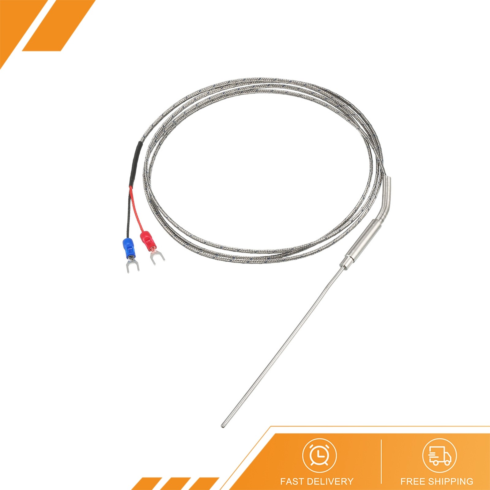 K Type Temperature Sensor Probe 1.5 M Cable 2x100mm Probe Thermocouple 32~1472°F