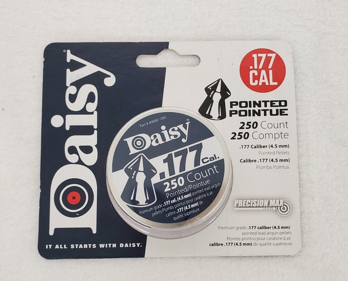 250ct Daisy Air Gun Pellets Pointed .177 Cal 4.5mm Hunting Precision Max (GAMO)