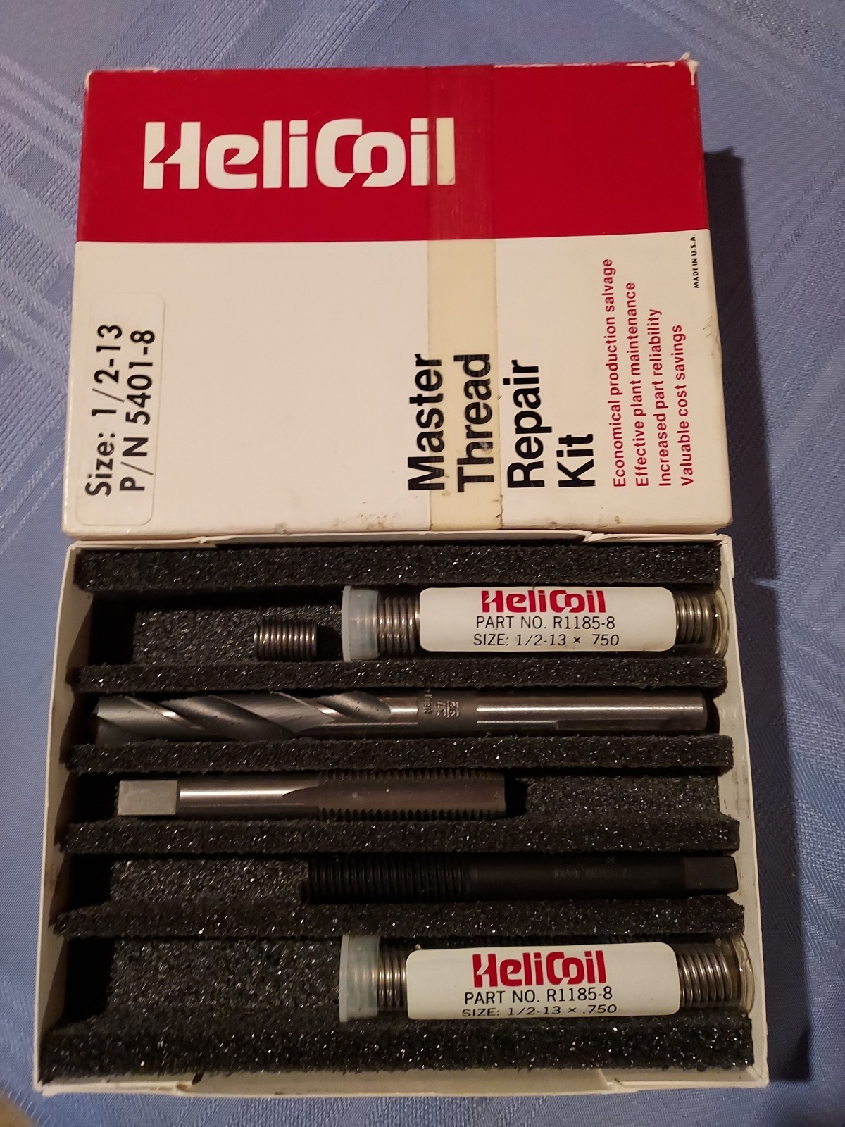 Master Thread Repair Kit By Helicoil, Sz.1/2-13, P/N 5401-8, USA