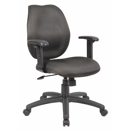 Fabric Task Chair, 21 1/2-, Adjustable, Black, 452R24