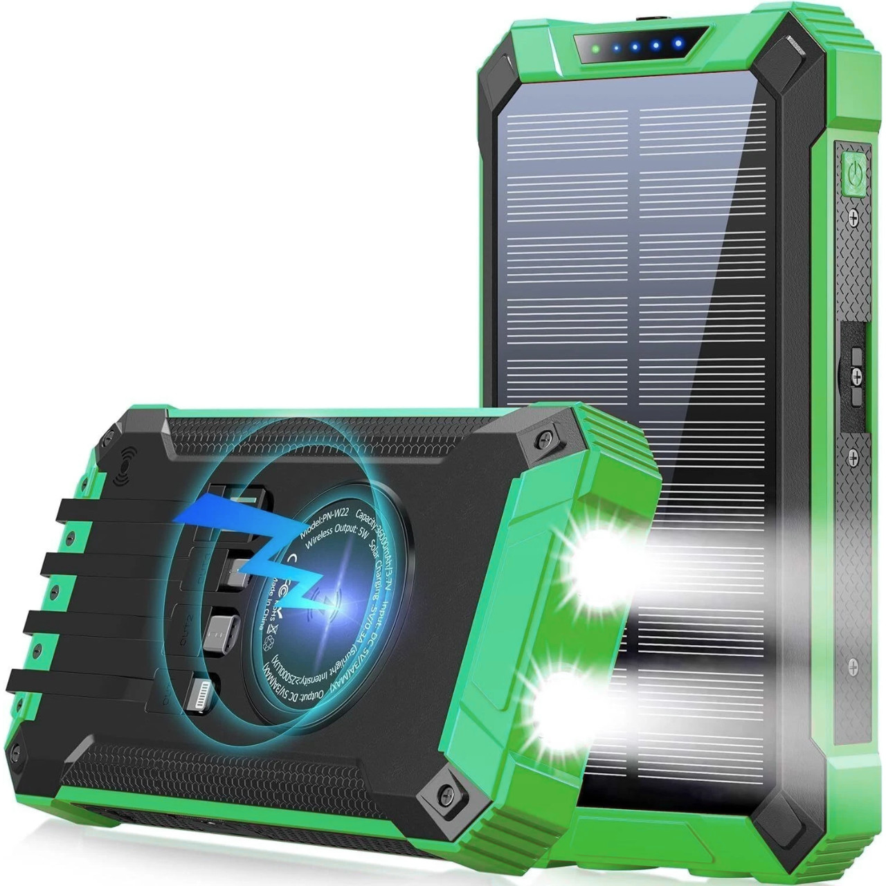 Super 30000mAh 4 USB Portable Charger Solar Power Bank Flashlight for Cell Phone