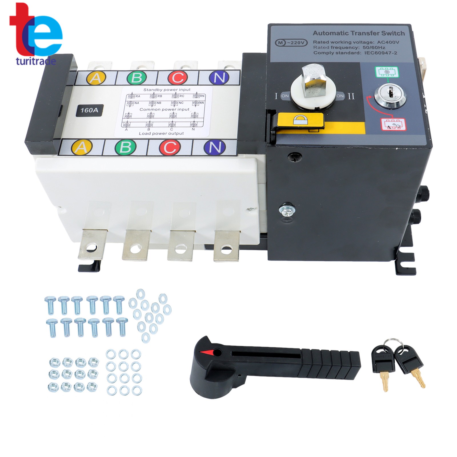 Industrial Automatic Transfer Switch Generator 160A 4P ATS 110/220V Grid To AC