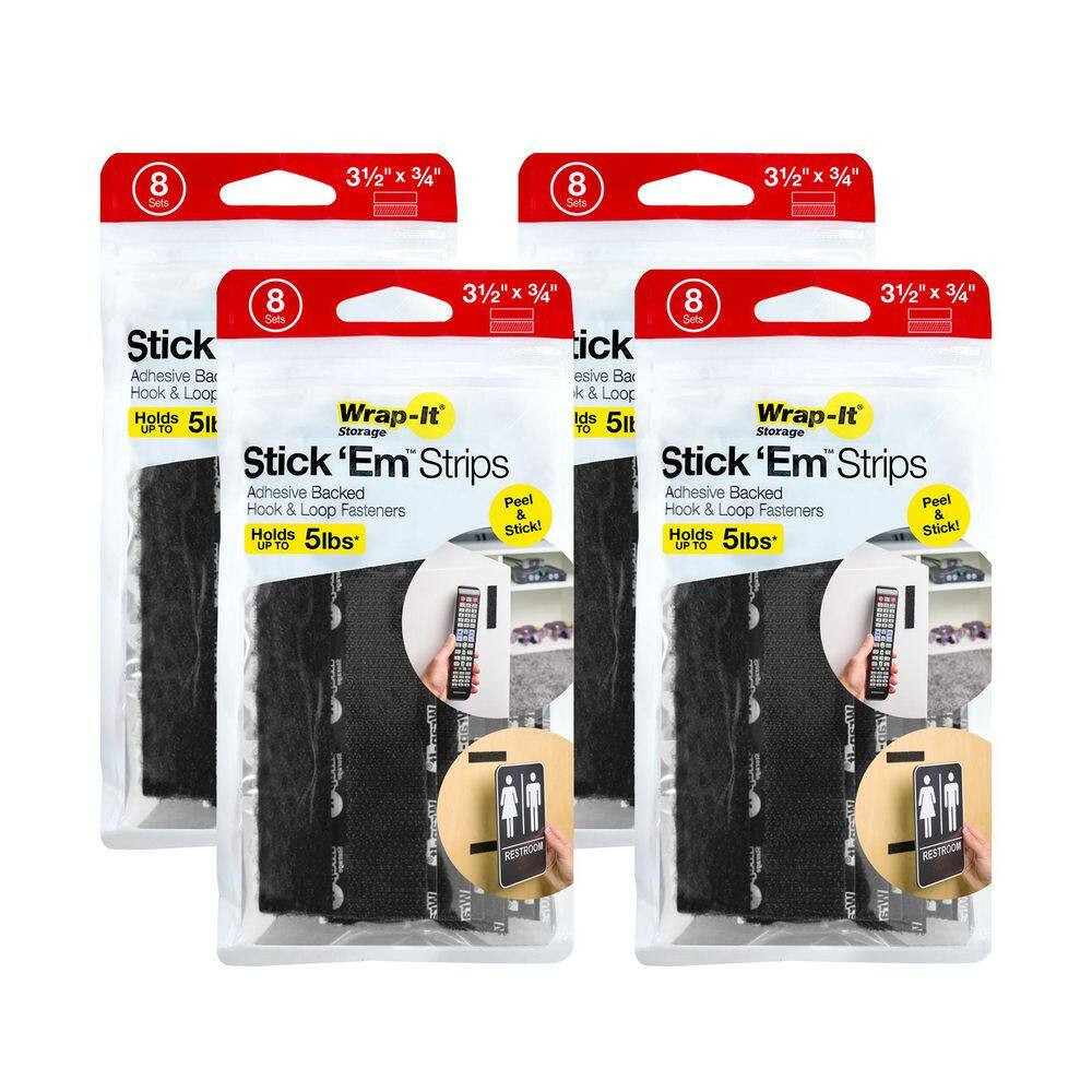3-1/2 In. X 3/4 In. Stick 'Ems Adhesive Backed Hook and Loop Strips (32-Sets)