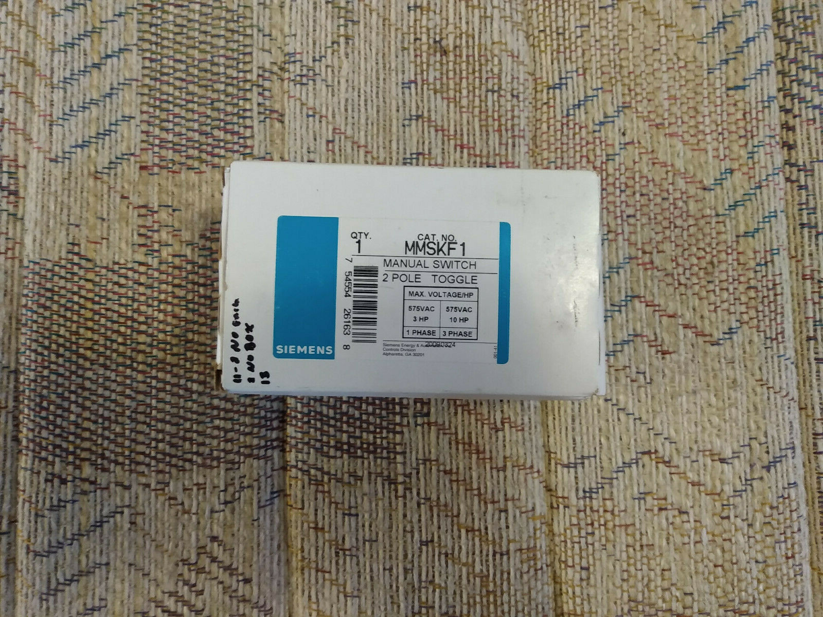 NEW Siemens 2 Pole Motor Starter Toggle Switch 30A 600V MMSKF1 *