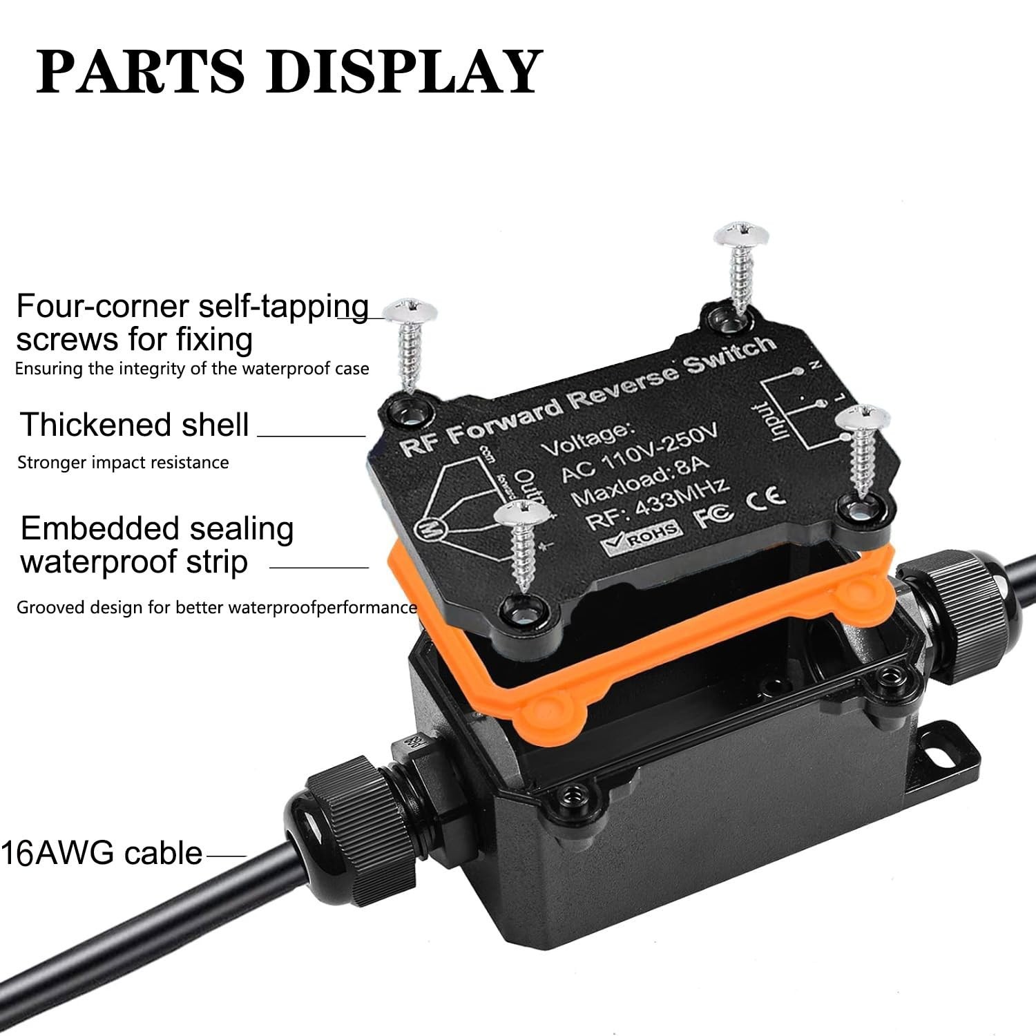 AC110V Forward and Reverse Remote Control Switch,Waterproof Wireless Switch w...
