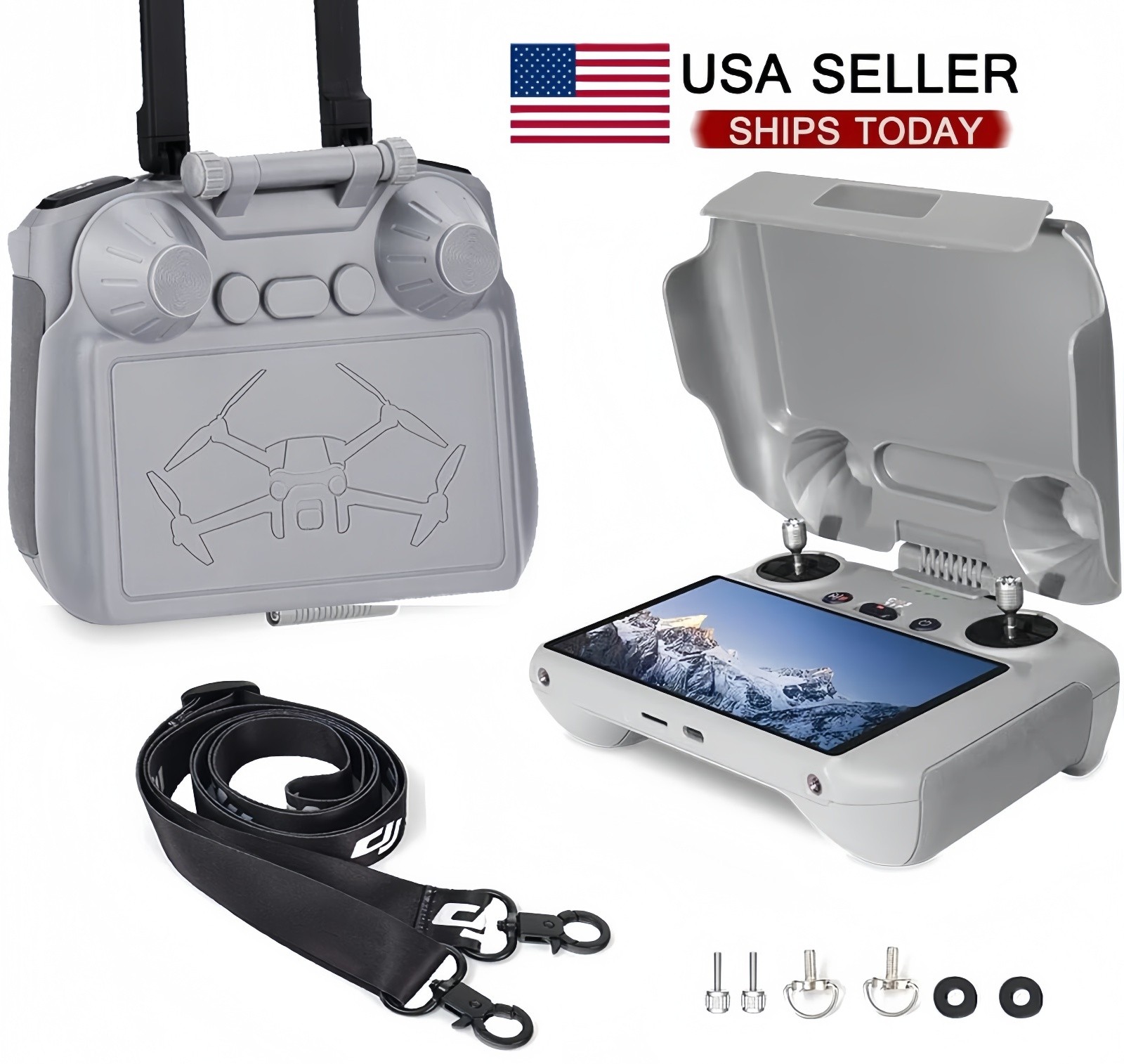 For DJI RC Mini 4 Pro Controller Screen Protector Sun Hood Shade Lanyard Strap