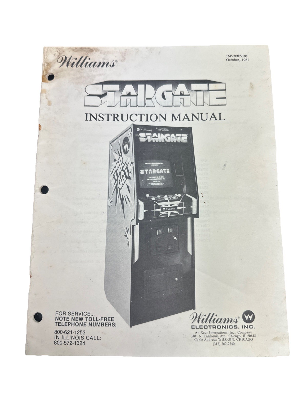 Stargate Video Arcade Game Instruction Manual, Williams 1981