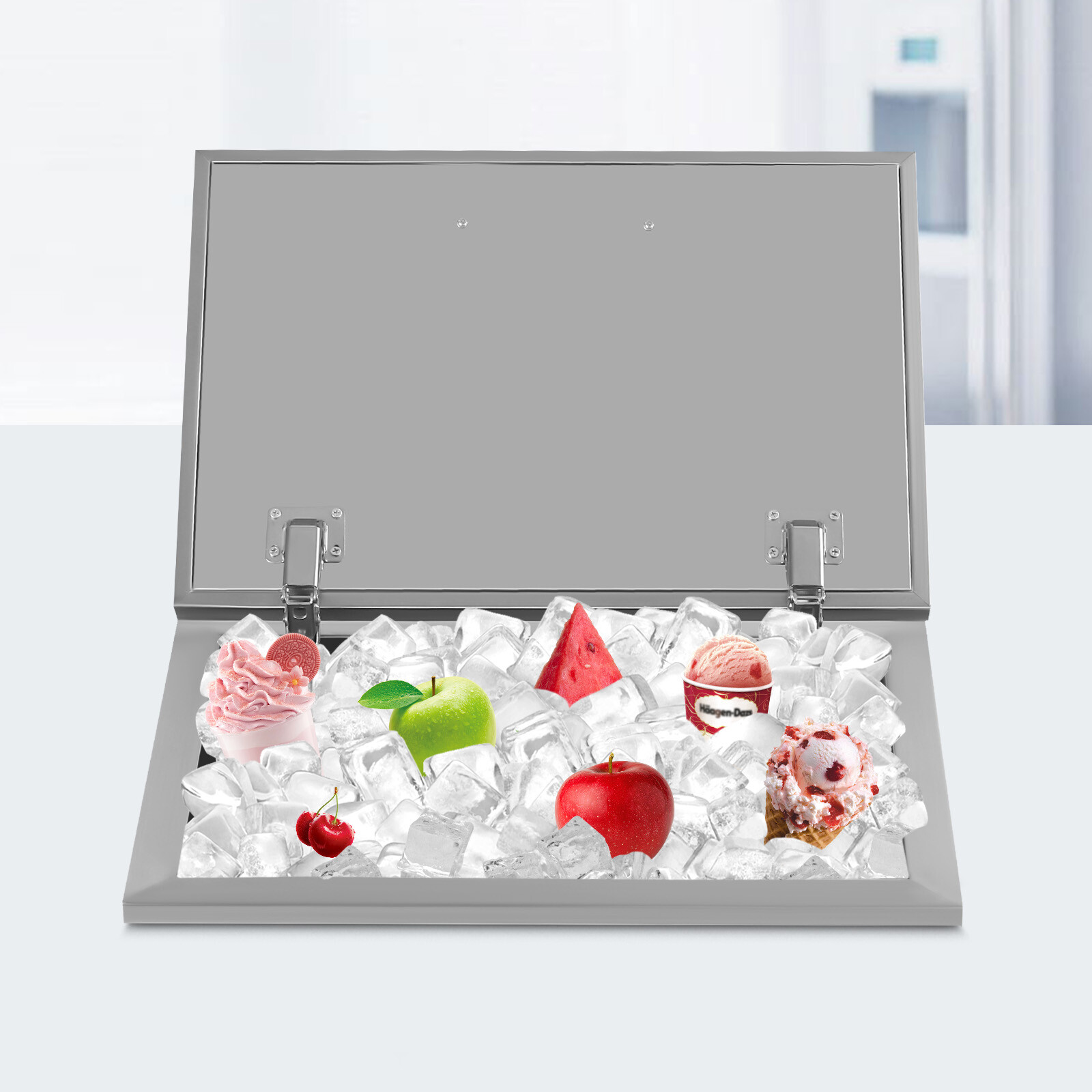 Drop In Ice Chest Bin Wine Chiller Cooler with Cover Home Kitchen 20''x14''x13''