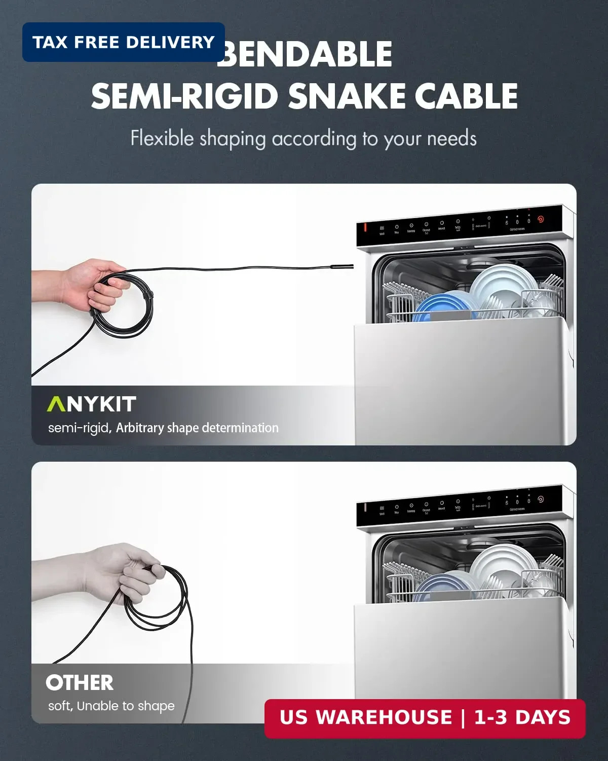 Endoscope Camera with Light, 1920P HD Borescope with 8 Adjustable LED Lig