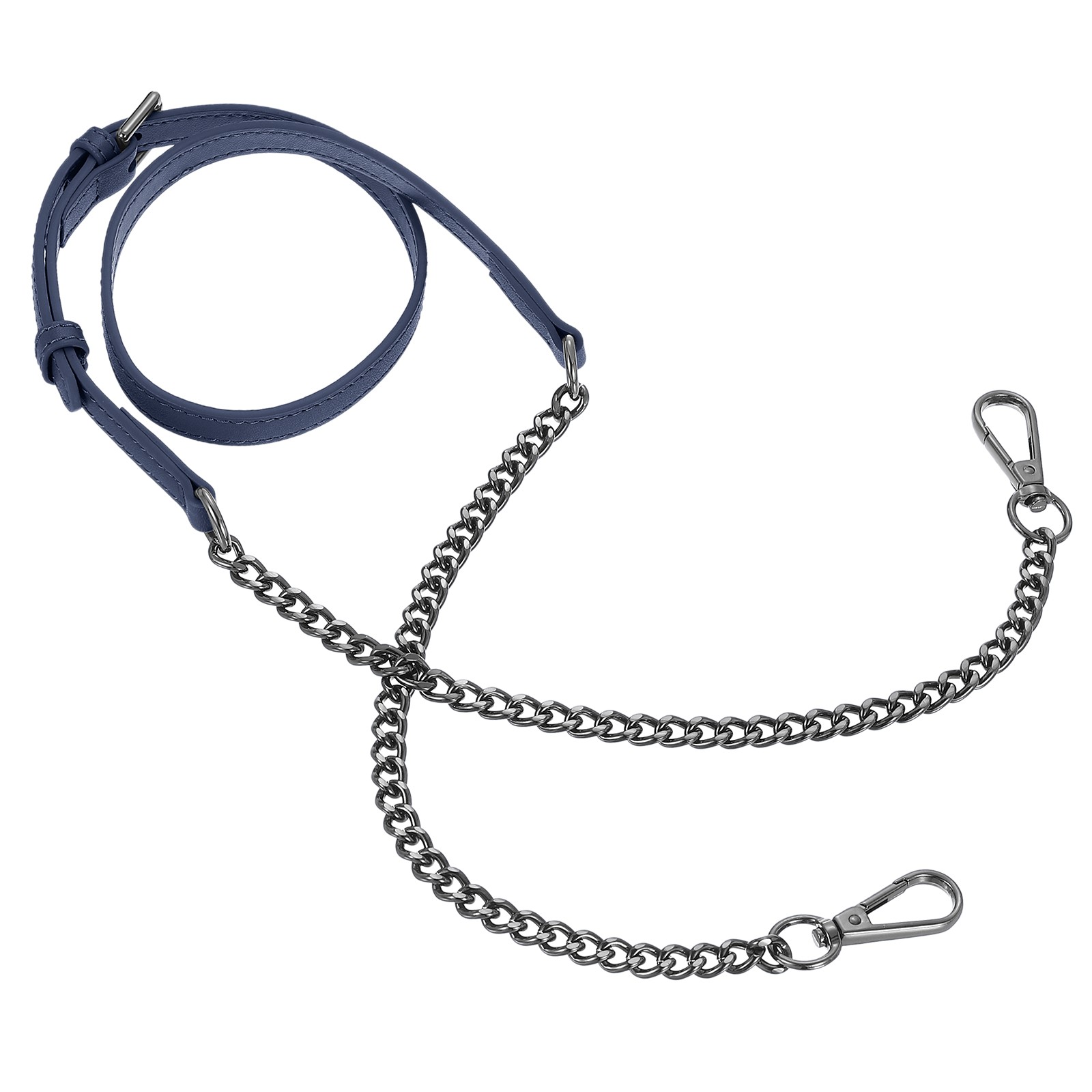 Adjustable Leather Chain Straps, 49" Purse Chain Strap (Dark Blue, Grey)