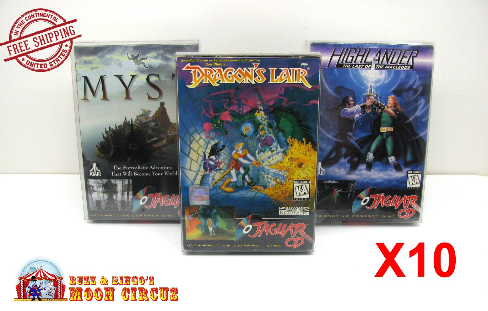 10x CLEAR PLASTIC PROTECTIVE BOX/SLEEVE FOR ATARI JAGUAR CD GAME BOXES (SIZE C)