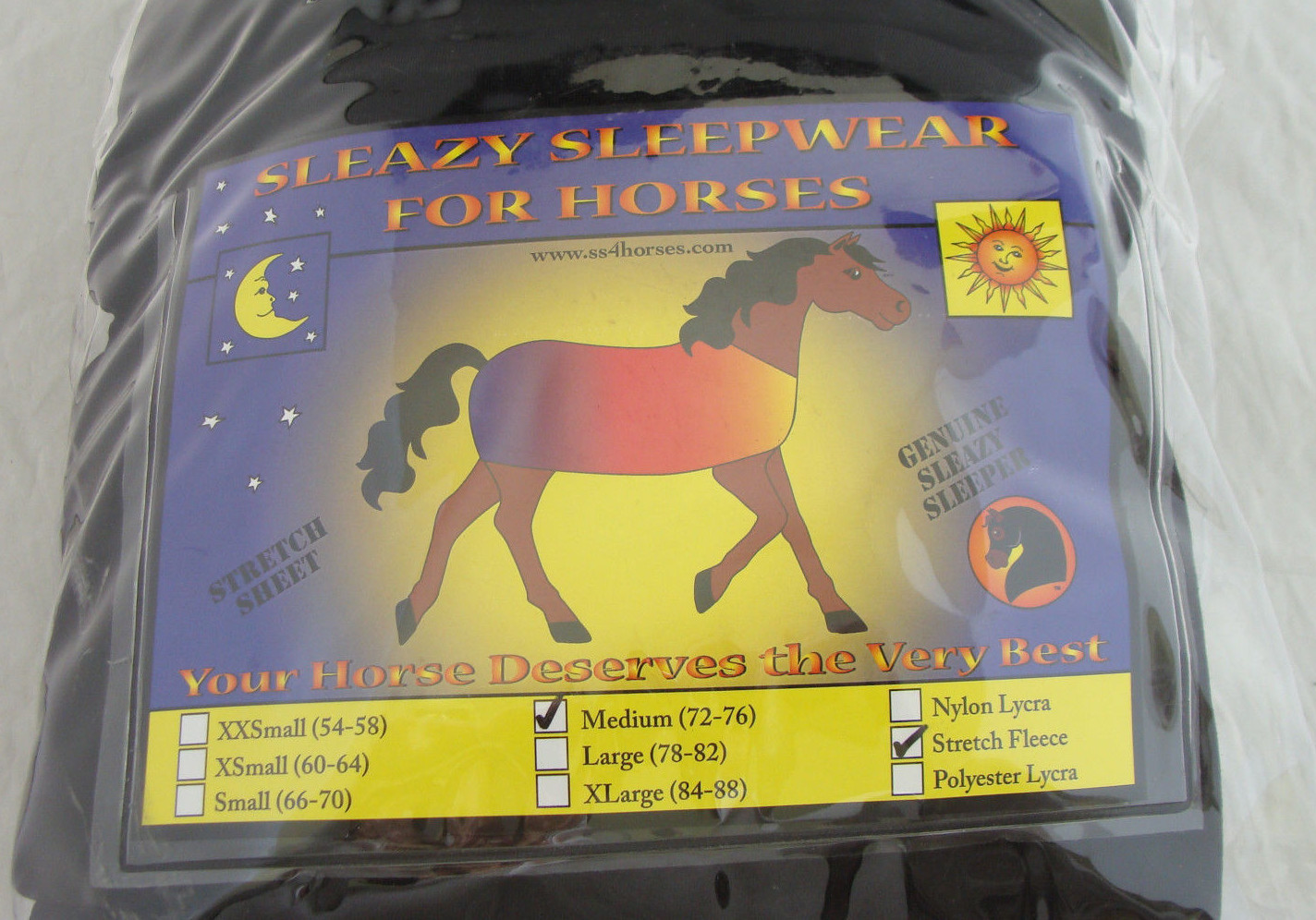 New Sleazy Sleepwear Horses Stretch Lycra Fleece Sheet Black Sizes Blanket Liner