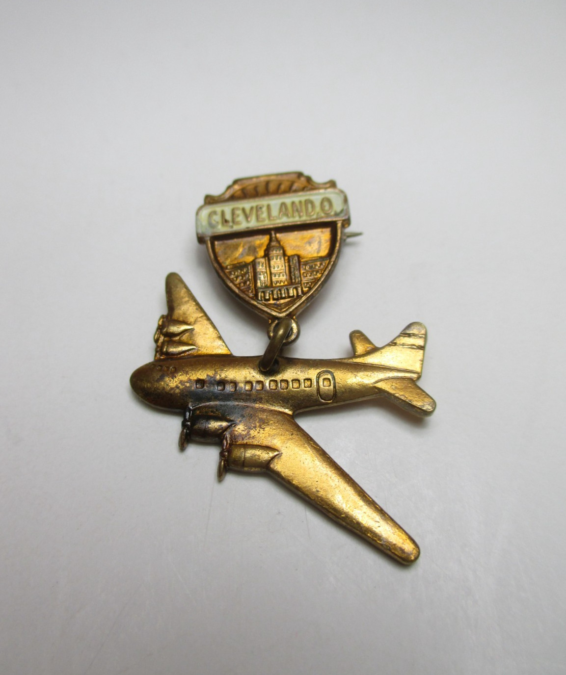 Vtg Cleveland Ohio Aviation Airplane Sweetheart Pin Travel Stewardess