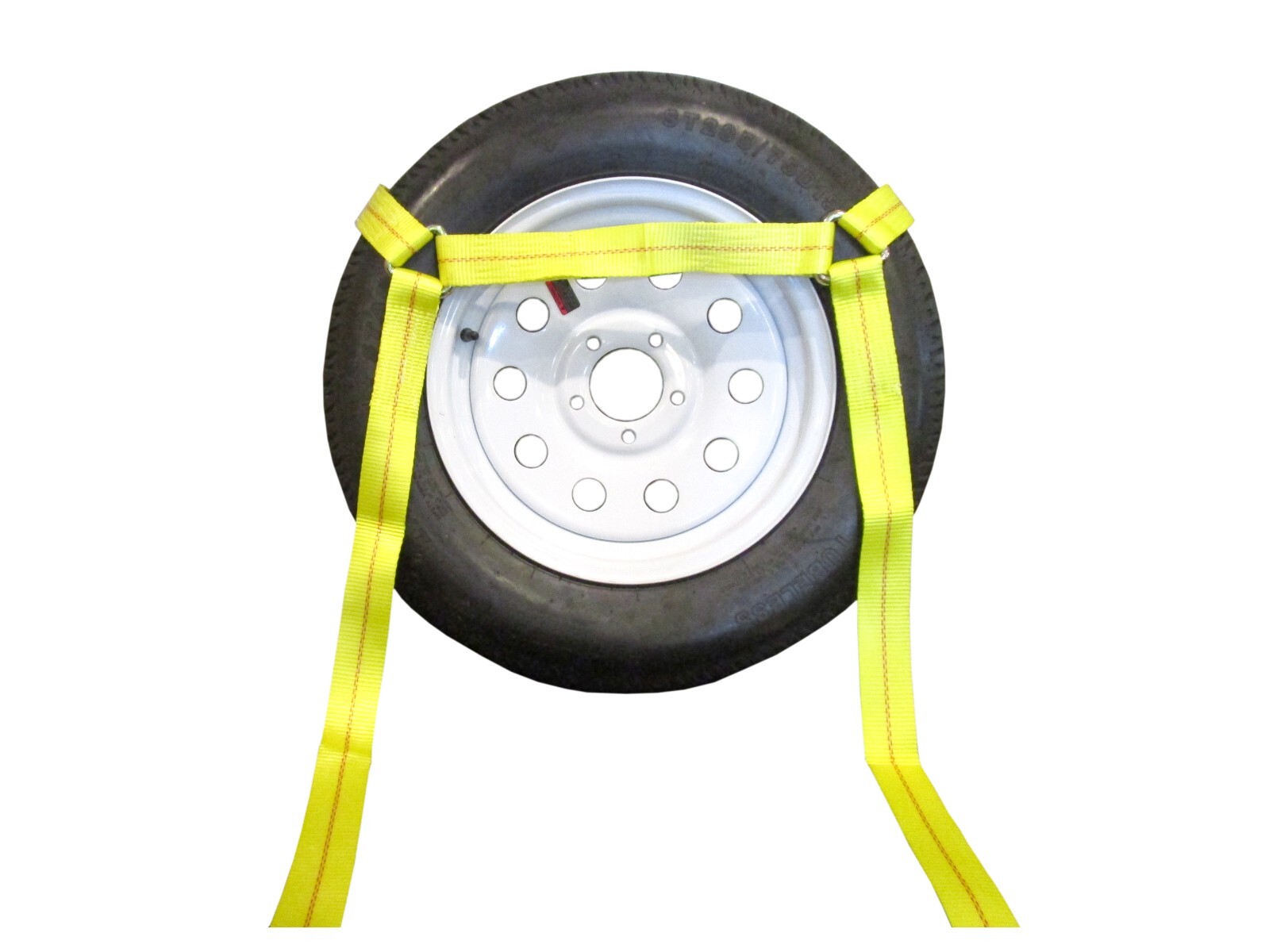 2" Flat Hook Side Rail Basket Ratchet Tie Down Assembly - Yellow Pack of 4