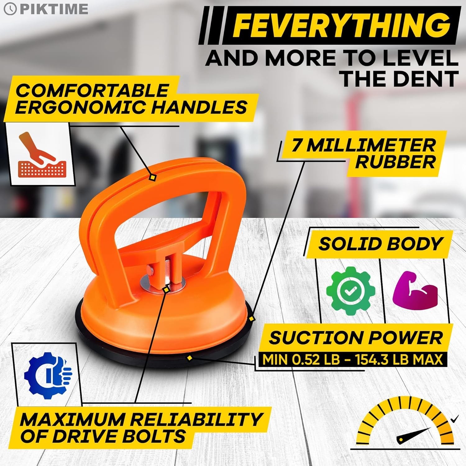 3-Piece Car Dent Puller Kit with 172lbs Suction Power - Durable DIY Solution